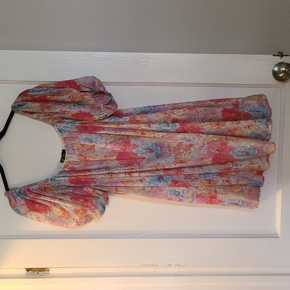 Shimmer Floral Babydoll Dress